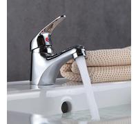 Mono Basin Mixer Tap Single Lever - Chrome Bathroom Sink Faucet Deck Mounted with G1/2 UK Standard Hoses, Brass Construction Hot & Cold Water Control for Bathroom/Kitchen