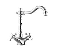 Mono Kitchen Mixer Tap, Dual Crosshead Handles, Chrome Finish, French Classic Design, Compact Dimensions 190 x 230 x 240mm