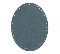 Mono Quick 100xx 2 Patches Faux Suede Appliqué Iron-On Patch Oval (10050 - Blue-Grey)