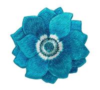 Mono Quick 12311 o 14181 Iron-On Patch Turquoise Oriental Flower Appliqué (12311 - Turquoise Flower)
