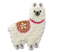 Mono Quick Alpaca Chenille Fluffy Animal - Iron On Patches Adhesive Emblem Stickers Appliques, Size: 7 x 5,7 cm