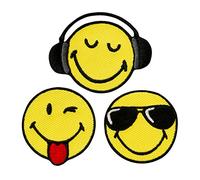 Mono Quick GmbH Kids and Hits - Iron-On Smiley Face Applique Cool Small Coloured Pack of 3