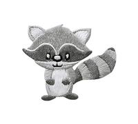 Mono-Quick Iron-On Patch for Iron-On Raccoon, Grey, 6.0 x 5.0 cm