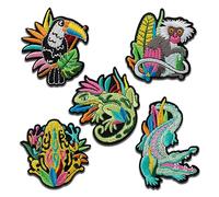 Mono-Quick Jungle Animals Set 5 Pieces - Iron On Patches Adhesive Emblem Stickers Appliques