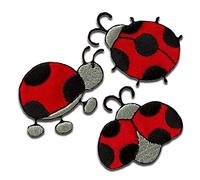 3 Ladybug Animal - Iron on Patches Adhesive Emblem Stickers Appliques, Size: 3,8 x 2,8 cm