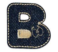 Mono-Quick Letter B Blue Iron-on Letter Patch 3 x 3,1 cm for Kids Adults with Personalised Name Initials Monogram, Letters Numbers Custom Transfer Football Decoration