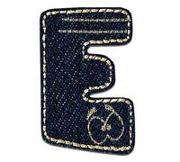Mono-Quick Letter E Blue Iron-on Letter Patch 2,2 x 3,3 cm for Kids Adults with Personalised Name Initials Monogram, Letters Numbers Custom Transfer Football Decoration