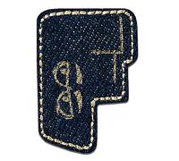 Mono-Quick Letter F Blue Iron-on Letter Patch 2 x 3,2 cm for Kids Adults with Personalised Name Initials Monogram, Letters Numbers Custom Transfer Football Decoration
