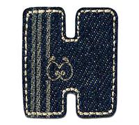Mono-Quick Letter H Blue Iron-on Letter Patch 2,5 x 3,1 cm for Kids Adults with Personalised Name Initials Monogram, Letters Numbers Custom Transfer Football Decoration