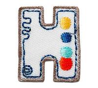 Mono-Quick Letter H Multicolour Iron-on Letter Patch 2,5 x 3,1 cm for Kids Adults with Personalised Name Initials Monogram, Letters Numbers Custom Transfer Football Decoration