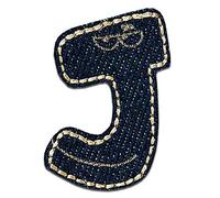 Mono-Quick Letter J Blue Iron-on Letter Patch 3,2 x 2,6 cm for Kids Adults with Personalised Name Initials Monogram, Letters Numbers Custom Transfer Football Decoration