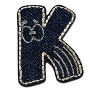 Mono-Quick Letter K Blue Iron-on Letter Patch 2,2 x 3 cm for Kids Adults with Personalised Name Initials Monogram, Letters Numbers Custom Transfer Football Decoration