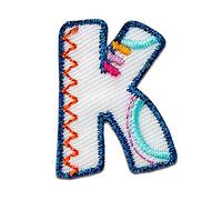Mono-Quick Letter K Multicolour Iron-on Letter Patch 2,2 x 3 cm for Kids Adults with Personalised Name Initials Monogram, Letters Numbers Custom Transfer Football Decoration
