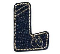 Mono-Quick Letter L Blue Iron-on Letter Patch 2,3 x 3,1 cm for Kids Adults with Personalised Name Initials Monogram, Letters Numbers Custom Transfer Football Decoration