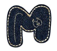 Mono-Quick Letter M Blue Iron-on Letter Patch 2,8 x 3,2 cm for Kids Adults with Personalised Name Initials Monogram, Letters Numbers Custom Transfer Football Decoration