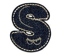 Mono-Quick Letter S Blue Iron-on Letter Patch 3,4 x 2,8 cm for Kids Adults with Personalised Name Initials Monogram, Letters Numbers Custom Transfer Football Decoration