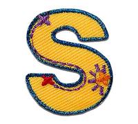 Mono-Quick Letter S Multicolour Iron-on Letter Patch 3,4 x 2,8 cm for Kids Adults with Personalised Name Initials Monogram, Letters Numbers Custom Transfer Football Decoration