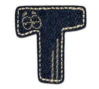 Mono-Quick Letter T Blue Iron-on Letter Patch 3,3 x 2,9 cm for Kids Adults with Personalised Name Initials Monogram, Letters Numbers Custom Transfer Football Decoration