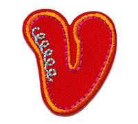 Mono-Quick Letter V Multicolour Iron-on Letter Patch 2,1 x 3,1 cm for Kids Adults with Personalised Name Initials Monogram, Letters Numbers Custom Transfer Football Decoration
