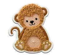 Mono Quick Monkey Chenille Fluffy Animal - Iron On Patches Adhesive Emblem Stickers Appliques, Size: 6 x 5 cm