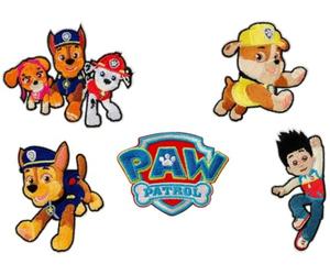 Mono-Quick Number 304 Paw Patrol Set of 5 Embroidered Iron-On Appliques, Polyester, Multicoloured, 8 cm, 5