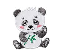 Mono-Quick Panda Iron-on Patches Animals 4,5 x 5,1 cm for Kids with Fabric Cotton Textile Original Quality, Dog Cat Adhesive Clothes Trousers Jeans Sew Repair