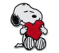 Mono Quick Peanuts Snoopy Heart - Iron On Patches Adhesive Emblem Stickers Appliques, Size: 7,5 x 5,5 cm