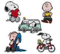 Mono-Quick Peanuts Snoopy Set 5 Pieces - Iron On Patches Adhesive Emblem Stickers Appliques