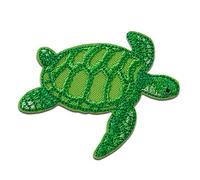 Mono-Quick Recycle Turtle Animal Water Think Green Iron-on Patches Sealife 5,4 x 6,5 cm for Kids with Fabric Cotton Textile Original Quality, Shark Dolphin Adhesive Clothes Trousers Jeans Sew Repair