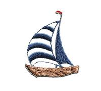 Mono-Quick Sailboat Ship Iron-on Patch 4,9 x 4,1 cm for Kids Adults with Marine Coast Vintage Authentic Original, Velcro Patches Clothing Jeans Denim Birthday Gift