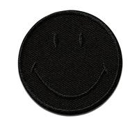 Mono-Quick Smiley © Black - Patch, Iron-on patch, Iron on, Size: 5 x 5 cm