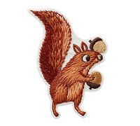 Mono-Quick Squirrel Iron-on Patches Animals 4,4 x 6 cm for Kids with Fabric Cotton Textile Original Quality, Dog Cat Adhesive Clothes Trousers Jeans Sew Repair