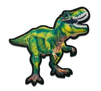 Mono Quick T-Rex Green Dino - Iron On Patches Adhesive Emblem Stickers Appliques, Size: 4,8 x 6,3 cm