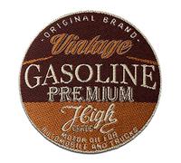 Mono-Quick Vintage Gasoline Motorbike Car Iron-on Patches Vintage 6,6 x 6,6 cm for Adults with Fabric Cotton Textile Original Quality, Flower Mushroom Clothes Trousers Jeans Custom Adhesive