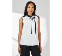 Mono Satin Sleeveless Contrast Detail Tie Neck Top Principles Mono 20