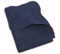 MONOBLANKS Cotton Baby Quilt Personlized Monogram Lightweight Embossed Scalloped Throw Blanket Four Seasons (Navy)