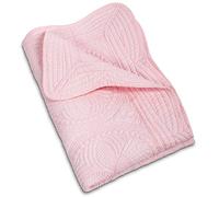MONOBLANKS Cotton Baby Quilt Personlized Monogram Lightweight Embossed Scalloped Throw Blanket Four Seasons (Pink)