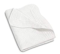 MONOBLANKS Cotton Baby Quilt Personlized Monogram Lightweight Embossed Scalloped Throw Blanket Four Seasons (White)