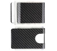 MONOCARBON 2in1 Carbon Fiber Money&Credit Card Clip,RFID Blocking Wide Credit Card&Cash Holder for Men Front Pocket, glossy black