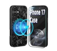 MONOCARBON Forged Carbon Fiber Case for iPhone 17, Military-Grade 3-Layer Drop-Proof Protective Cover, 6.3" Hard Case with [Camera Button Cutout], [MagSafe Compatible] +[Free Screen Protector]