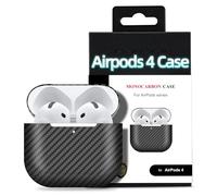 MONOCARBON Real 3K Carbon Fiber Case for Airpods 4,Ultra Light & Thin/Scratch Resistant Protective Hard Cover for 2024 New 4th Generation Airpods,Compatible with MagSafe Wireless Charging