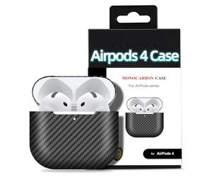 MONOCARBON Real 3K Carbon Fiber Case for Airpods 4,Ultra Light & Thin/Scratch Resistant Protective Hard Cover for 2024 New 4th Generation Airpods,Compatible with MagSafe Wireless Charging