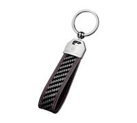 MONOCARBON Real Carbon Fiber Key Chain with Real Leather Edges Keychain for Men Black - red - Medium