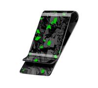 MONOCARBON Real Forged Carbon Fiber Money Clip for Men, 1.38-inch Wide Ultra-Thin & Ultra-Light Minimalist Wallet for Cash, Slim EDC Credit Card Holder-Gift for Husband/Boyfriend-Green