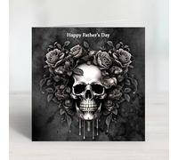 Monochome Macabre Skull Gothic style Fathers Day card