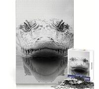 Monochrome Alligator Head in Water 1000 Teenager Pieces Jigsaw Puzzle Memory Fit Neat Thick Home Game (38x52cm)