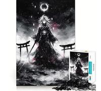 Monochrome Anime Character with Torii Gates 1000-piece Puzzle for Teenagers Creative Fun Stress Less Home Game (38x26cm)