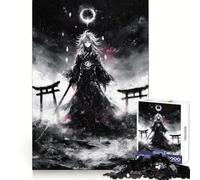 Monochrome Anime Character with Torii Gates Adult Jigsaw Puzzle1000 Pieces Brain Exercise Accurate Cut Home Activity Festive Gift (50x75cm)