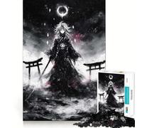 Monochrome Anime Character with Torii Gates Adult Jigsaw Puzzle1000 Pieces Brain Exercise Accurate Cut Home Activity Festive Gift (50x75cm)