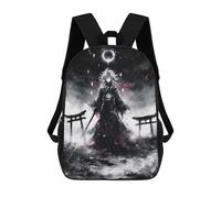 Monochrome Anime Character with Torii Gates Backpacks Children's Backpacks School Bag 3D Printed Children's School Backpack Fashion Travel Backpacks for Kids Elementary Middle School 17inch